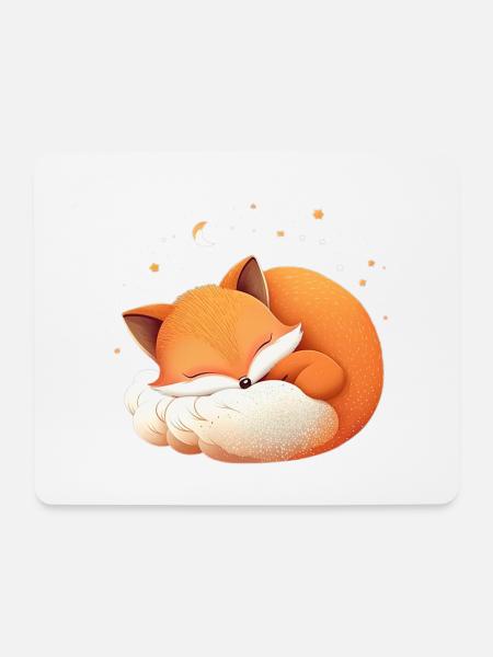 Niedliches Fuchs Schläft Schlafen - Mousepad (Querformat) - Weiß