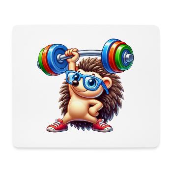 Hedgehog Barbell Fitness Training - Mouse Pad (horizontal) - white - Front
