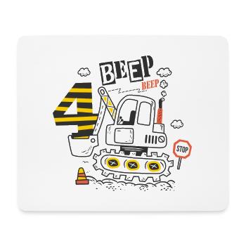 Birthday 4 years boy Excavator Construction site - Mouse Pad (horizontal) - white - Front