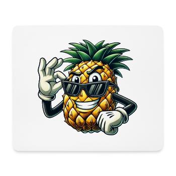 Pineapple Fruit Comic with Sunglasses - Mouse Pad (horizontal) - white - Front