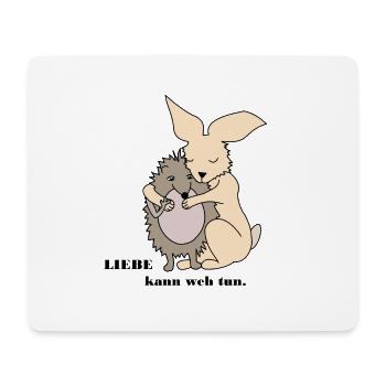 Hase und Igel, Liebe kann weh tun - Mousepad (Querformat) - Weiß - Vorne