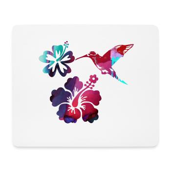 kolibri,aquarell ,blumen, hibiskus,floral,vogel - Mousepad (Querformat) - Weiß - Vorne