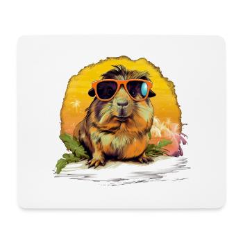 Niedliches Meerschweinchen Chilt mit Sonnenbrille - Mousepad (Querformat) - Weiß - Vorne
