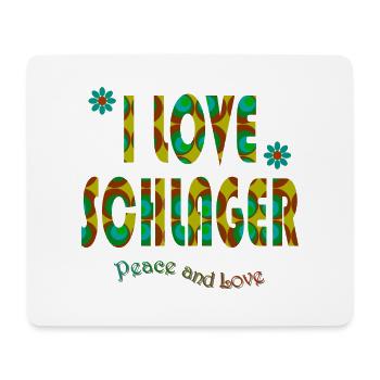 I LOVE SCHLAGER braun, türkis, grün - Mousepad (Querformat) - Weiß - Vorne