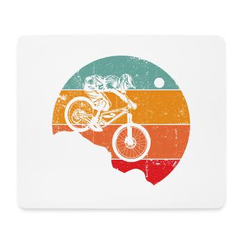 Silhouette de cycliste rétro au coucher du soleil - Tapis de souris (format paysage) - blanc - Devant