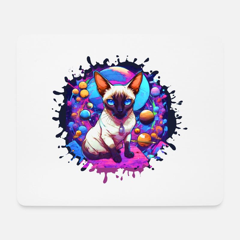 Siamkatze,katze, illustration, Graffiti, bunt - Mousepad (Querformat) - Weiß
