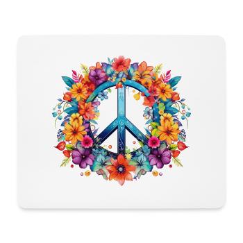 Peace Sign Floral Hippie Flower Festival für - Mousepad (Querformat) - Weiß - Vorne