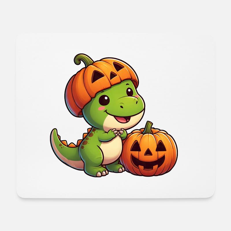 Halloween Dino T-Rex Dinosaurier Kürbis Hut - Mousepad (Querformat) - Weiß