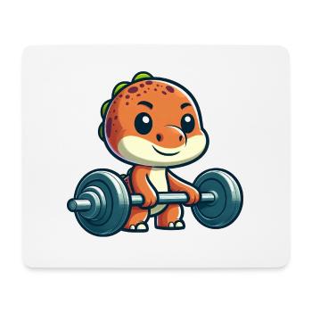 Cute Dino T-Rex Barbell Workout - Mouse Pad (horizontal) - white - Front