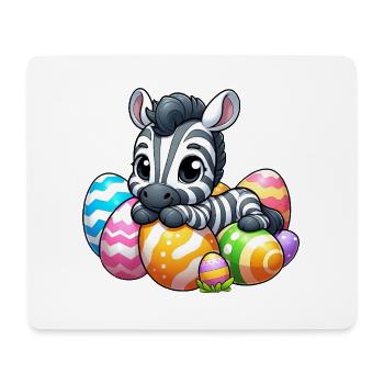 Süßes Osterzebra mit Ei Cartoon - Mousepad (Querformat) - Weiß - Vorne