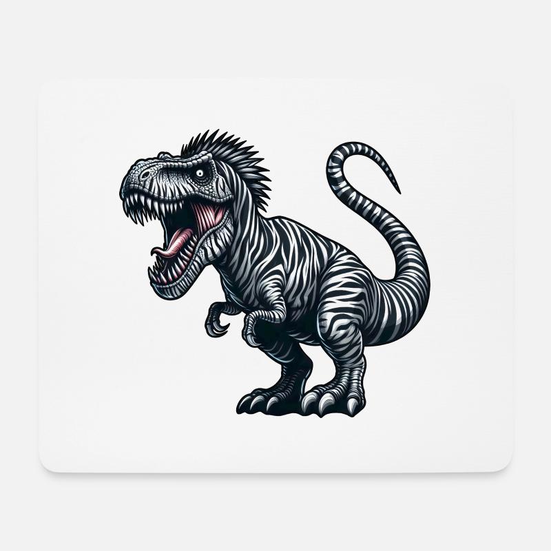 Dino Trex Zebra Fusion Fantasiewesen skurril - Mousepad (Querformat) - Weiß