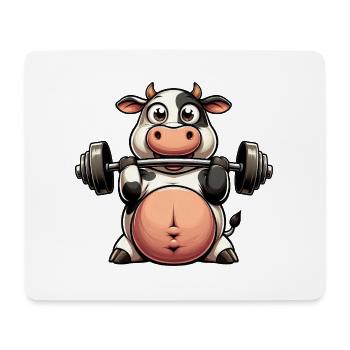 Lustige Kuh Hantel Training Fitness Süß - Mousepad (Querformat) - Weiß - Vorne