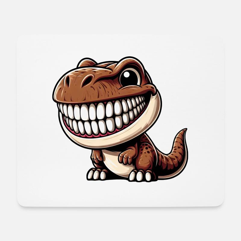 Lustiger Dino T-Rex lachend Zeichentrickfigur - Mousepad (Querformat) - Weiß