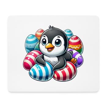 Cute Easter Penguin with Egg Cartoon - Mouse Pad (horizontal) - white - Front