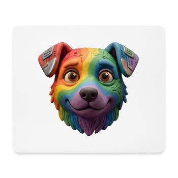 Niedliches 3D-Lehm-Regenbogen-Cyborg-Hundegesicht - Mousepad (Querformat) - Weiß - Vorne