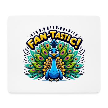 Pfau Fan-Tastic für Ornithologe Tierliebhaber - Mousepad (Querformat) - Weiß - Vorne