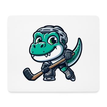 Dino T-Rex dinosaur playing hockey - Mouse Pad (horizontal) - white - Front
