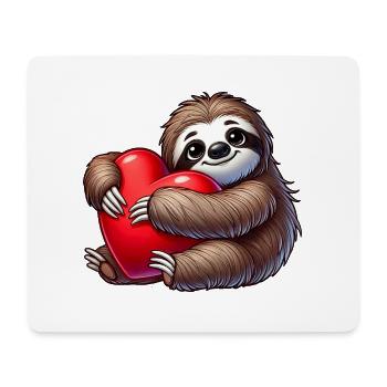 Lazy Sloth with Heart Valentine's Day Love - Mouse Pad (horizontal) - white - Front
