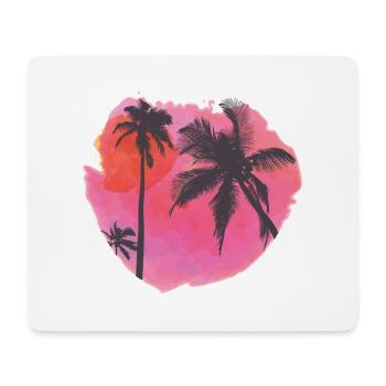 Tropische Sonnenuntergangspalmen-Silhouette - Mousepad (Querformat) - Weiß - Vorne