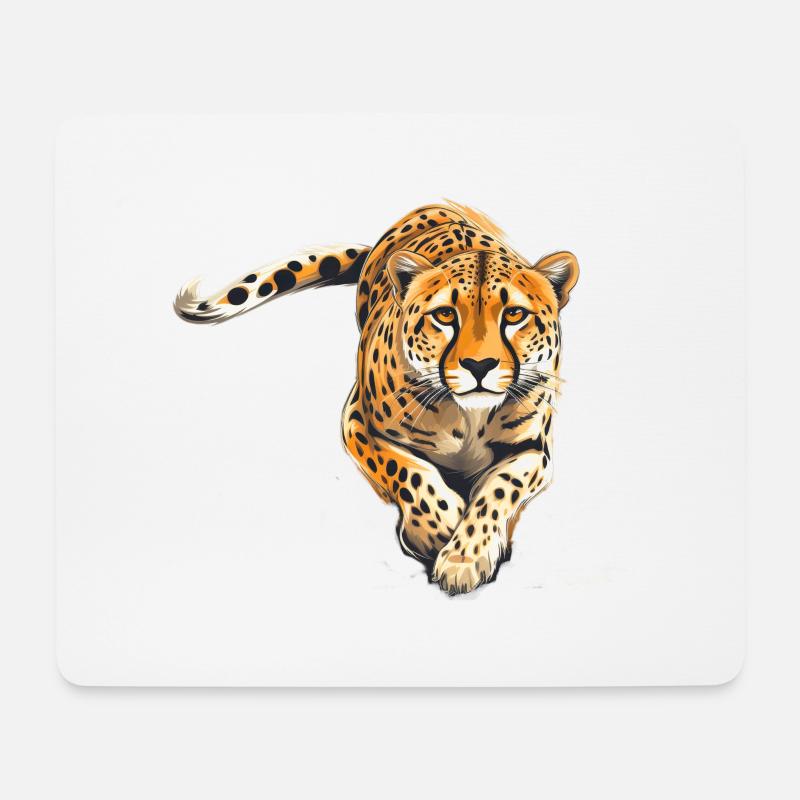 Leopard Raubkatze - Mousepad (Querformat) - Weiß