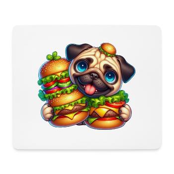 Drôle de carlin burger fast-food avec chapeau - Tapis de souris (format paysage) - blanc - Devant