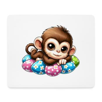 Mignon singe oeufs de Pâques dessin animé effrayant de Pâques - Tapis de souris (format paysage) - blanc - Devant