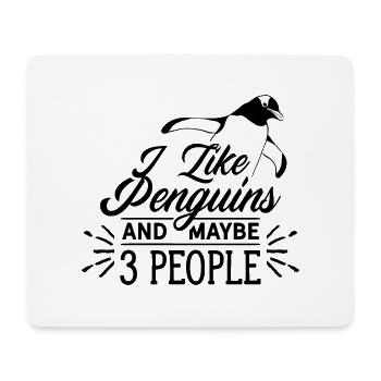 J’aime Pingouins Et 3 personnes Pingouin pingouin nain - Tapis de souris (format paysage) - blanc - Devant