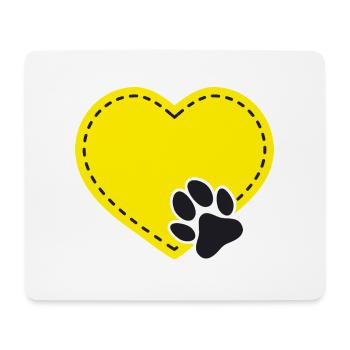 Cœur jaune personnalisable avec patte de chien - Tapis de souris (format paysage) - blanc - Devant