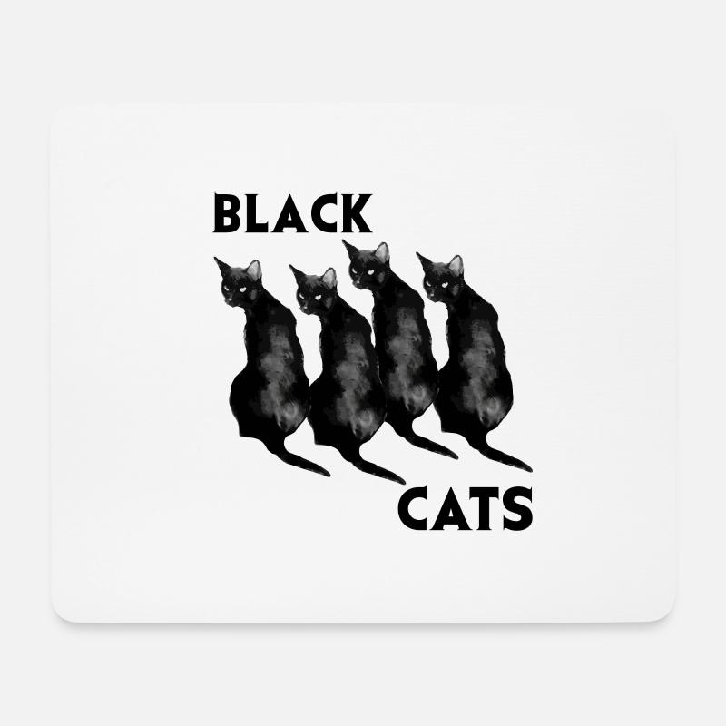 Black Cats - Mousepad (Querformat) - Weiß