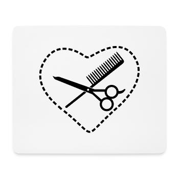 Kamm & Schere im Herz /comb & scissors in a heart - Mouse Pad (horizontal) - white - Front