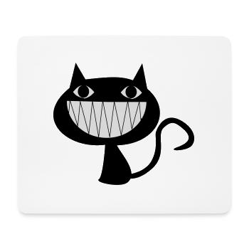 Chat qui rit avec des dents - Tapis de souris (format paysage) - blanc - Devant