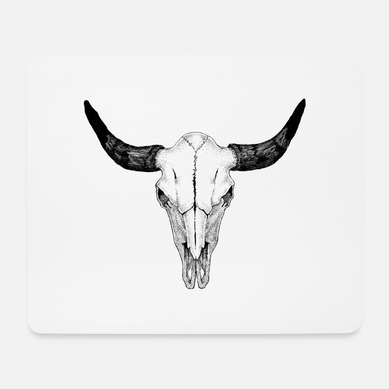 Crâne de buffle - Tapis de souris (format paysage) - blanc