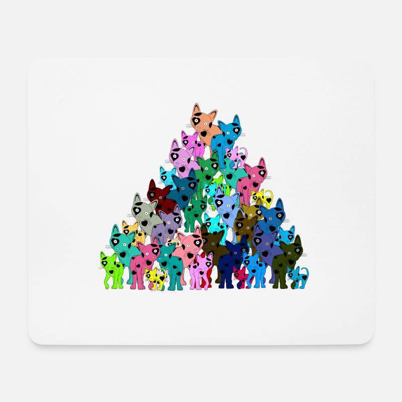 Katzen Katzen Katzen in bunten Farbmuster Kinder - Mousepad (Querformat) - Weiß