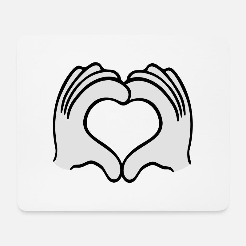 handherz herz liebe hände zeichen zeigen verliebt - Mousepad (Querformat) - Weiß