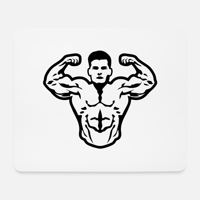 Bodybuilder muscle pose biceps - Mouse Pad (horizontal) - white