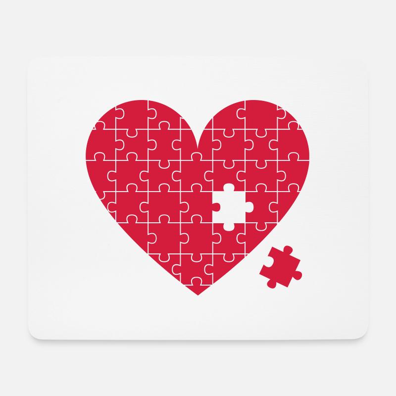 herz - Mousepad (Querformat) - Weiß