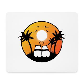 Süßes Panda-Pärchen unter Palmen - Mousepad (Querformat) - Weiß - Vorne