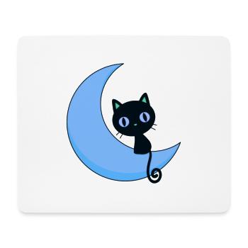 mignon chat avec lune,chat,lune - Tapis de souris (format paysage) - blanc - Devant