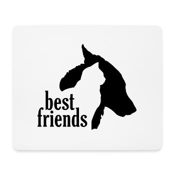 Dog Cat Best Friends Friendship Silhouette - Mouse Pad (horizontal) - white - Front