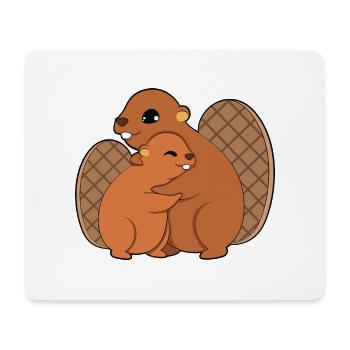 Beaver Hugging - Mouse Pad (horizontal) - white - Front