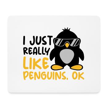 J’aime juste les pingouins - Tapis de souris (format paysage) - blanc - Devant