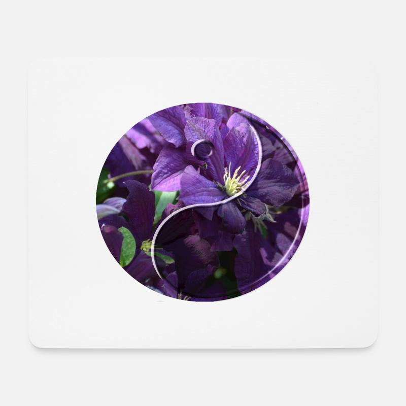 Blumen yin yang - Mousepad (Querformat) - Weiß