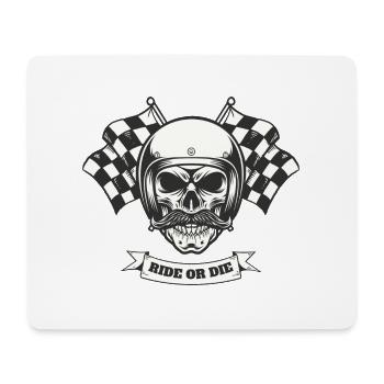 Totenkopf Motorradfahrer Ride Or Die - Mousepad (Querformat) - Weiß - Vorne