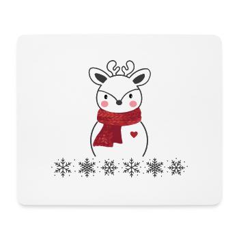 Bonhomme de neige renne de Noël dans la forêt avec beaucoup - Tapis de souris (format paysage) - blanc - Devant