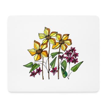 Fleur - Tapis de souris (format paysage) - blanc - Devant