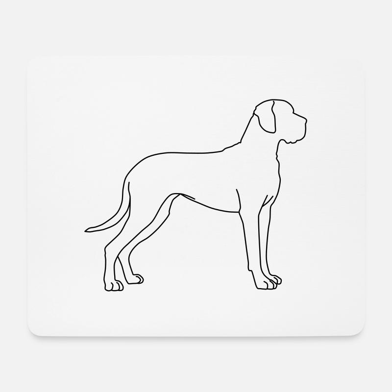 dogge lineart 1 - Mousepad (Querformat) - Weiß