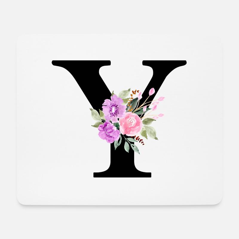 Lila Blumenbuchstabe y - Mousepad (Querformat) - Weiß