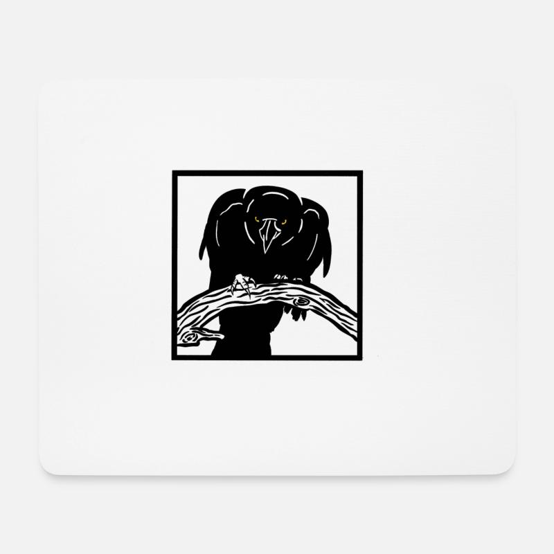 Rabe - Mousepad (Querformat) - Weiß