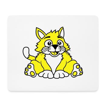 Cute Sitting Cat Happy Fat Kitten - Mouse Pad (horizontal) - white - Front