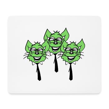 3 Schlaue Nerd Katzen Hornbrille Geek Krawatte Fun - Mousepad (Querformat) - Weiß - Vorne